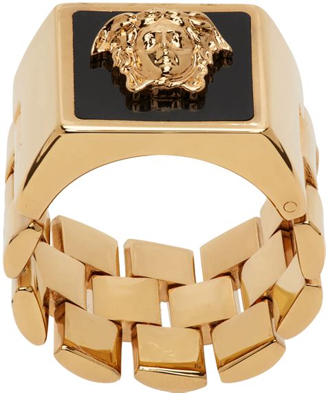 versace ring gold and black